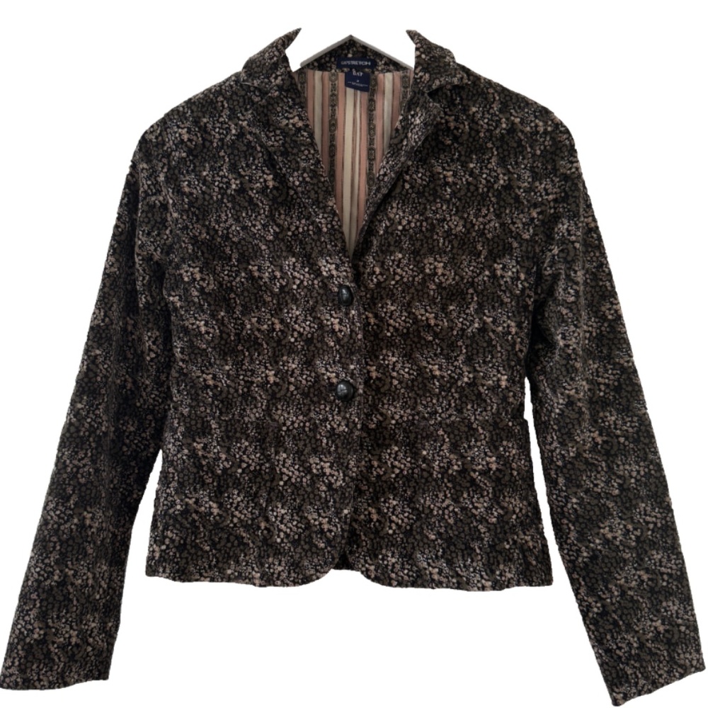 VTG Gap Stretch Corduroy Blazer Lined Floral Pockets Women Sz 2 Hong Kong Unworn